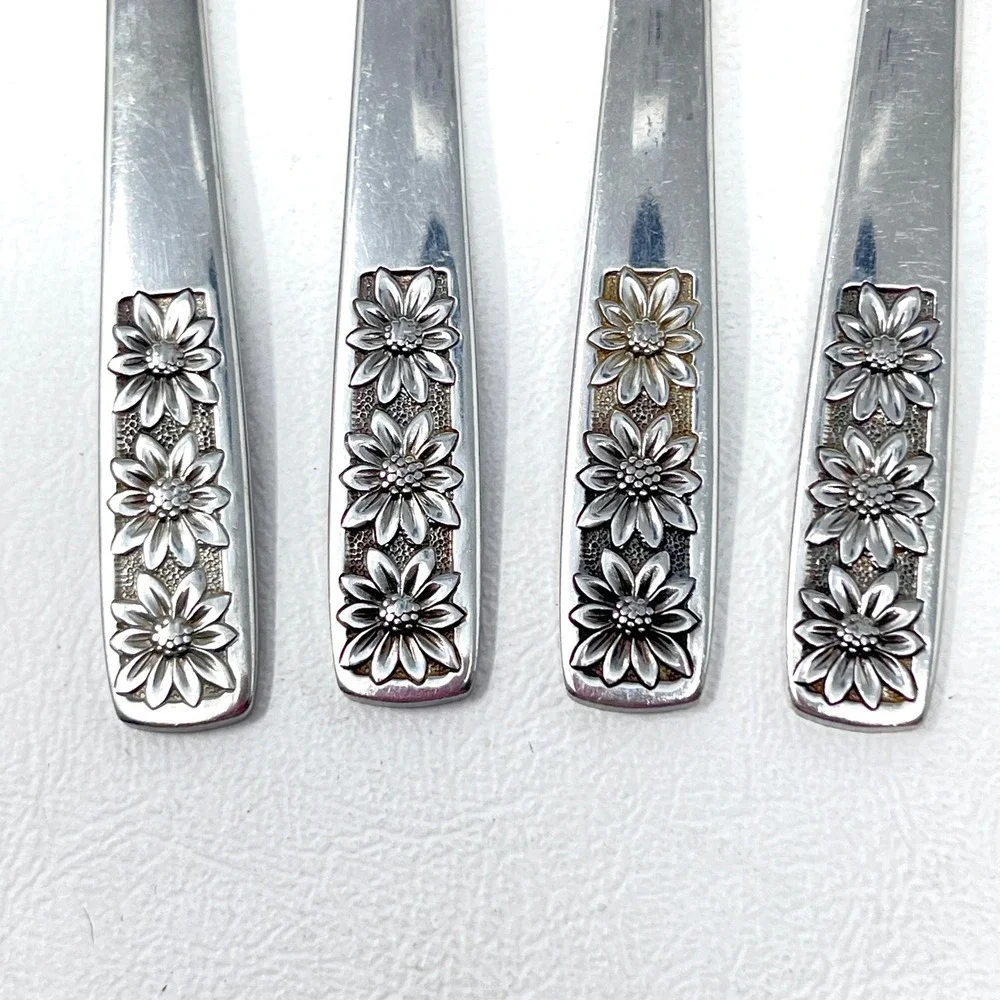 Rogers‎ Suncrest Stainless Flatware Set 35pc Floral Daisy Japan Mid Century READ